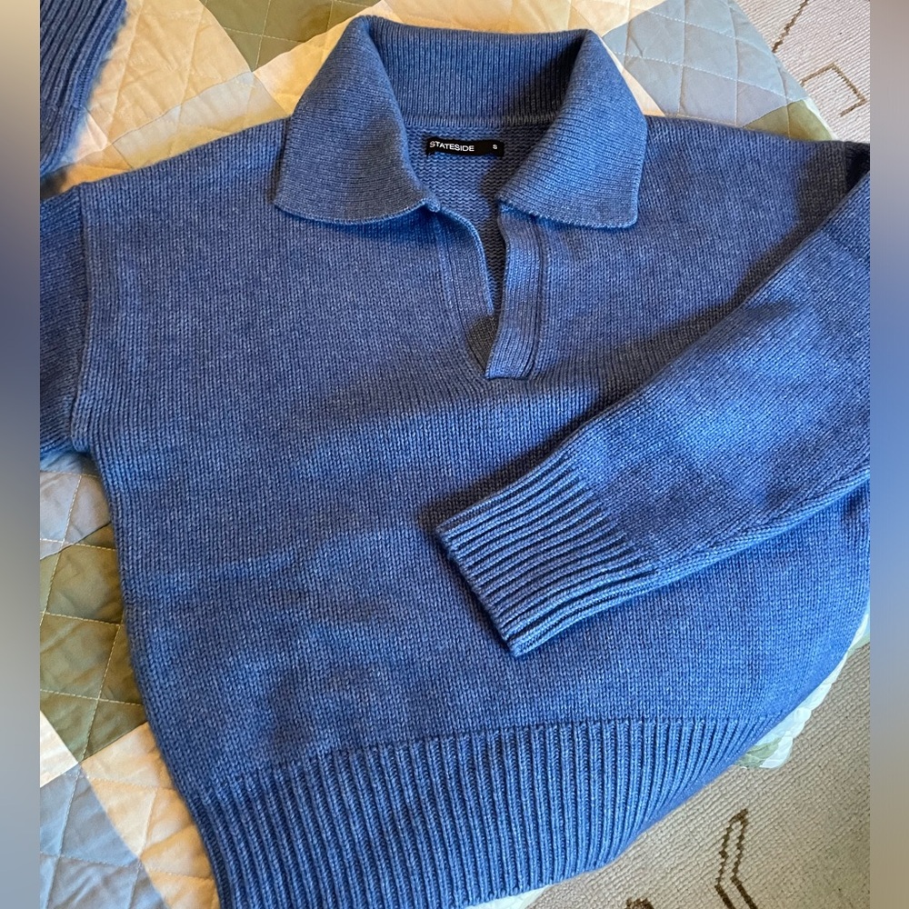 Stateside cashmere collared sweater in Blue! New with tags!